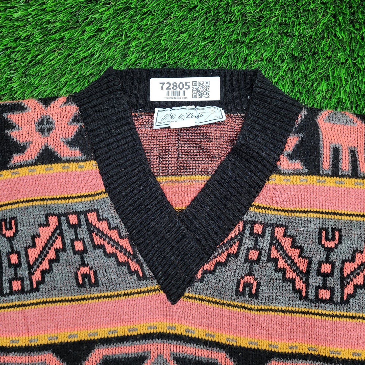 Vintage Tribal Sweater Womens S/M 18x25 USA