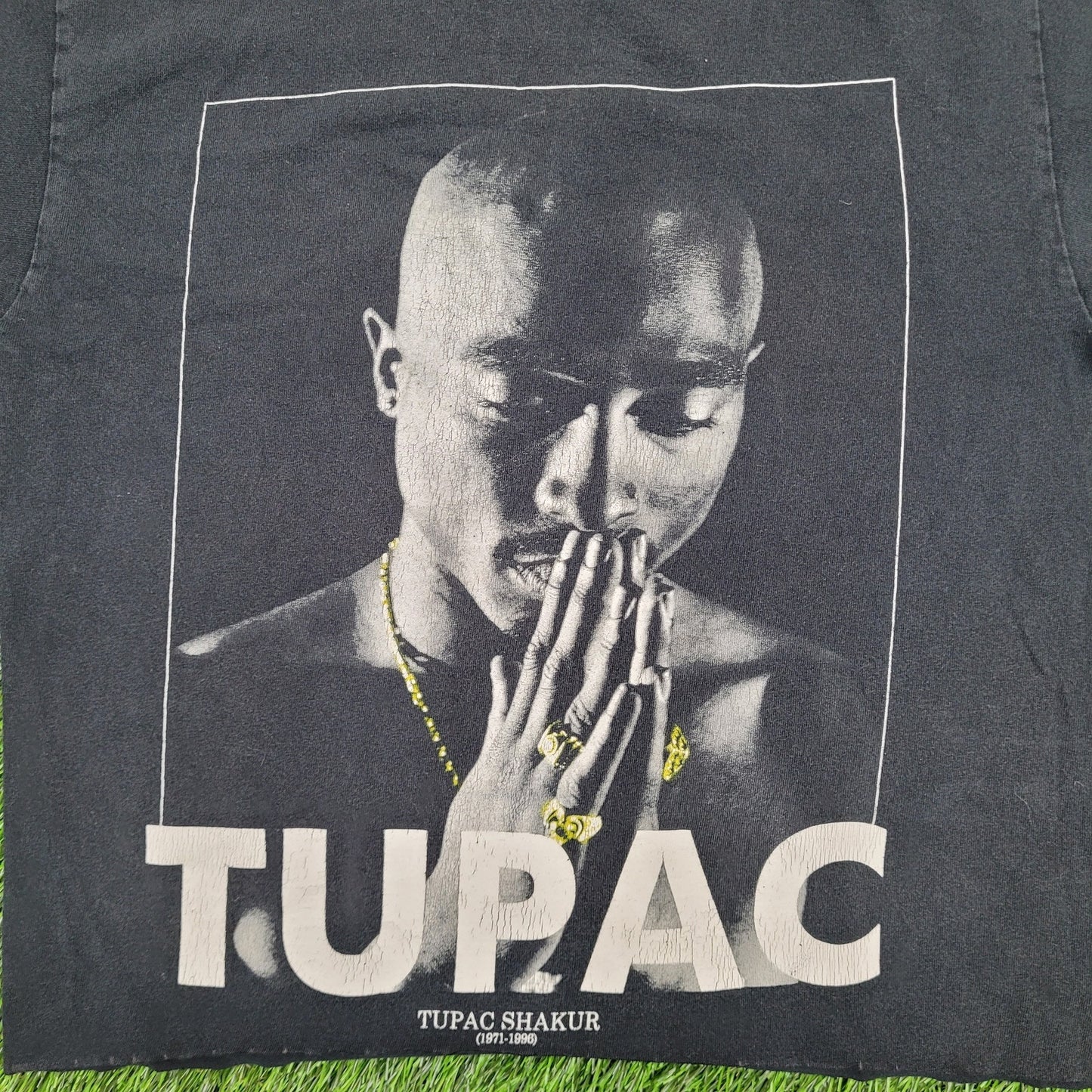 2PAC Tupac Shakur Cropped Shirt Womens Medium 20x21 Black