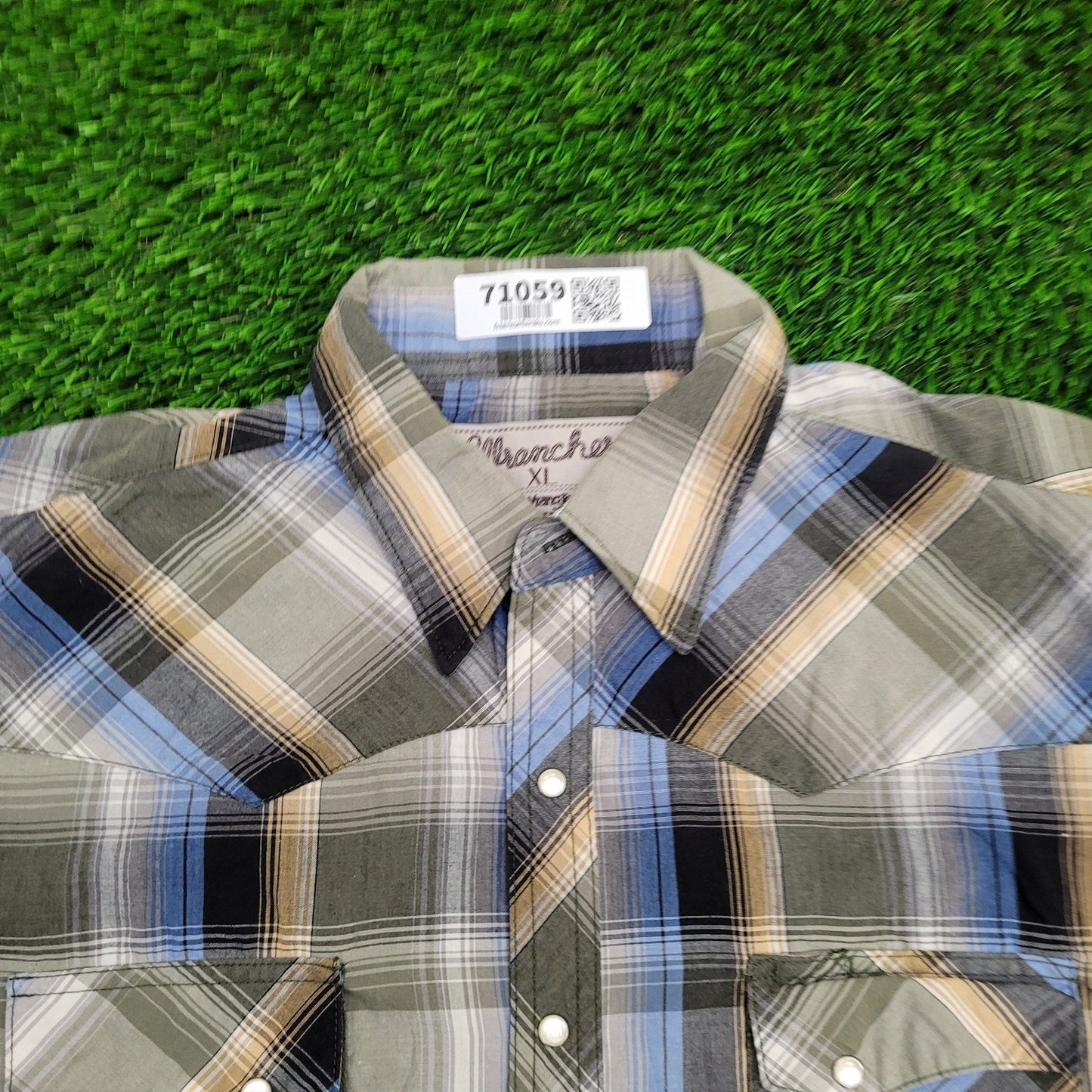 Wrangler Wrancher Pearl-Snap Shirt XL 24x30 Shadow Plaid