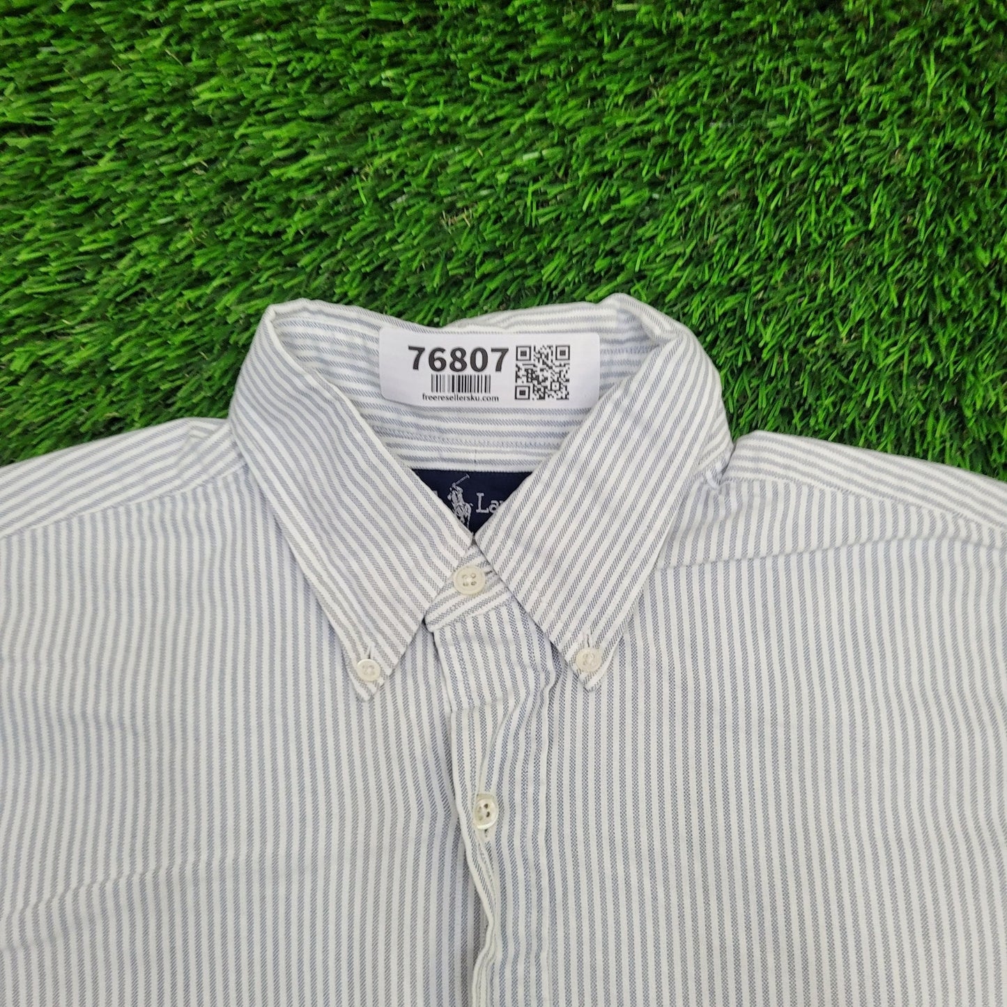 Vintage Ralph-Lauren Oxford Shirt Large 23x31 Vertical-Striped