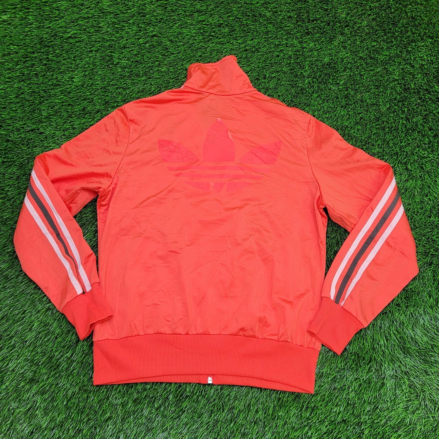 ADIDAS Trefoil Track Jacket Womens M/L 19x24 Orange