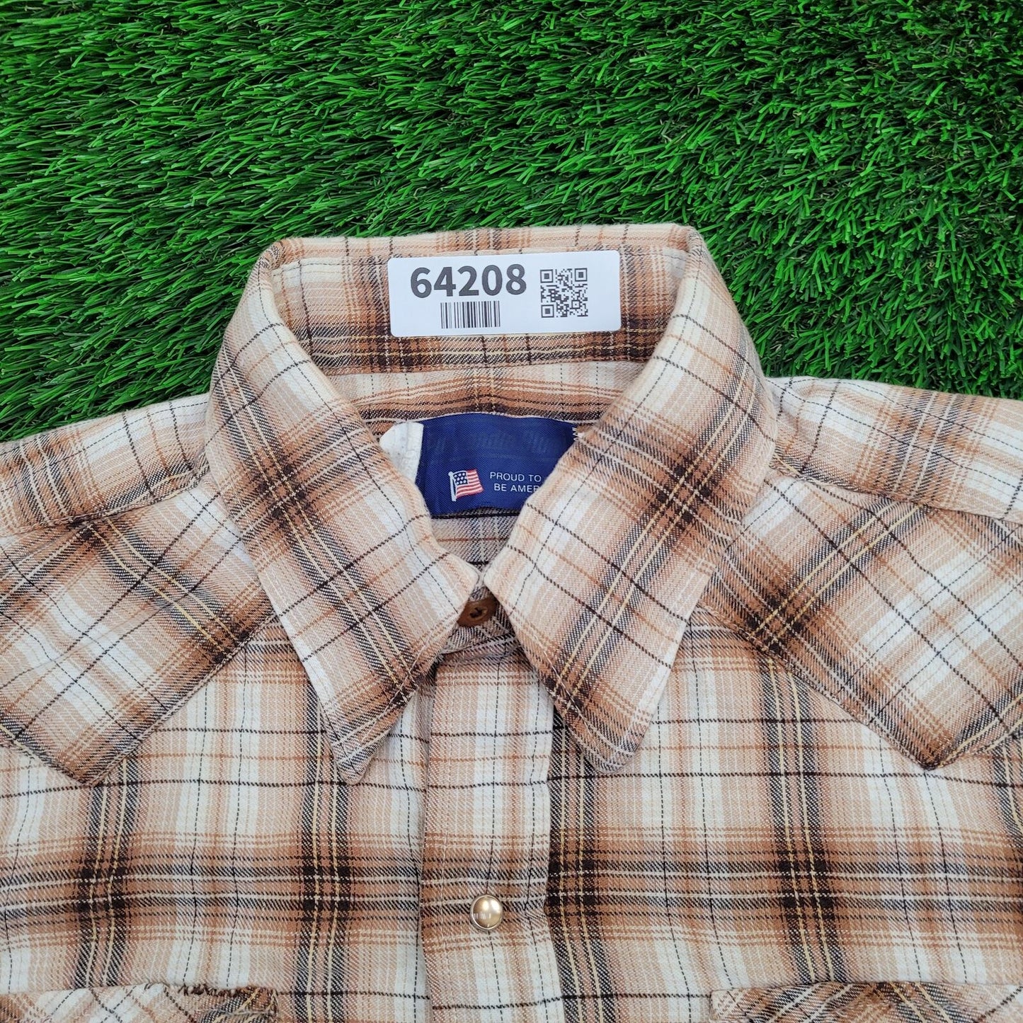 Vintage Panhandle-Slim Plaid Snap Button Shirt Medium 24x30