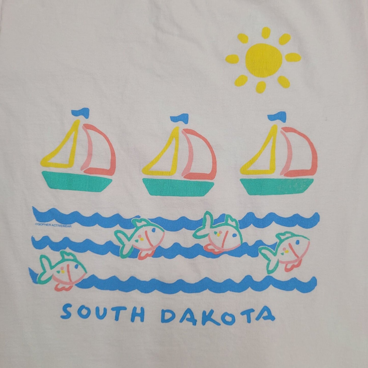 Vintage South-Dakota Fish Shirt Womens Large 20x28 Pink