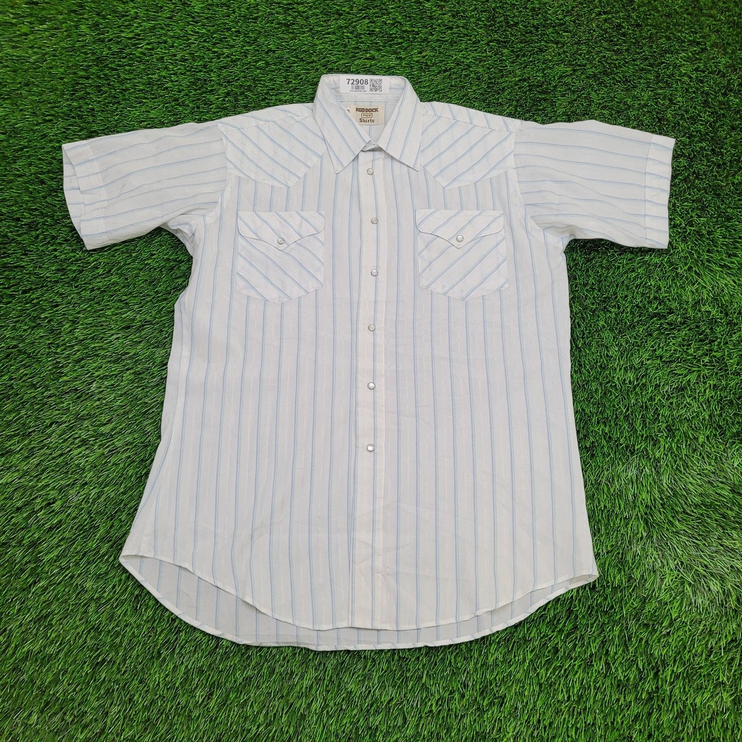 Vintage Ruddock Pearl Snap Shirt Large 22x31 Striped USA