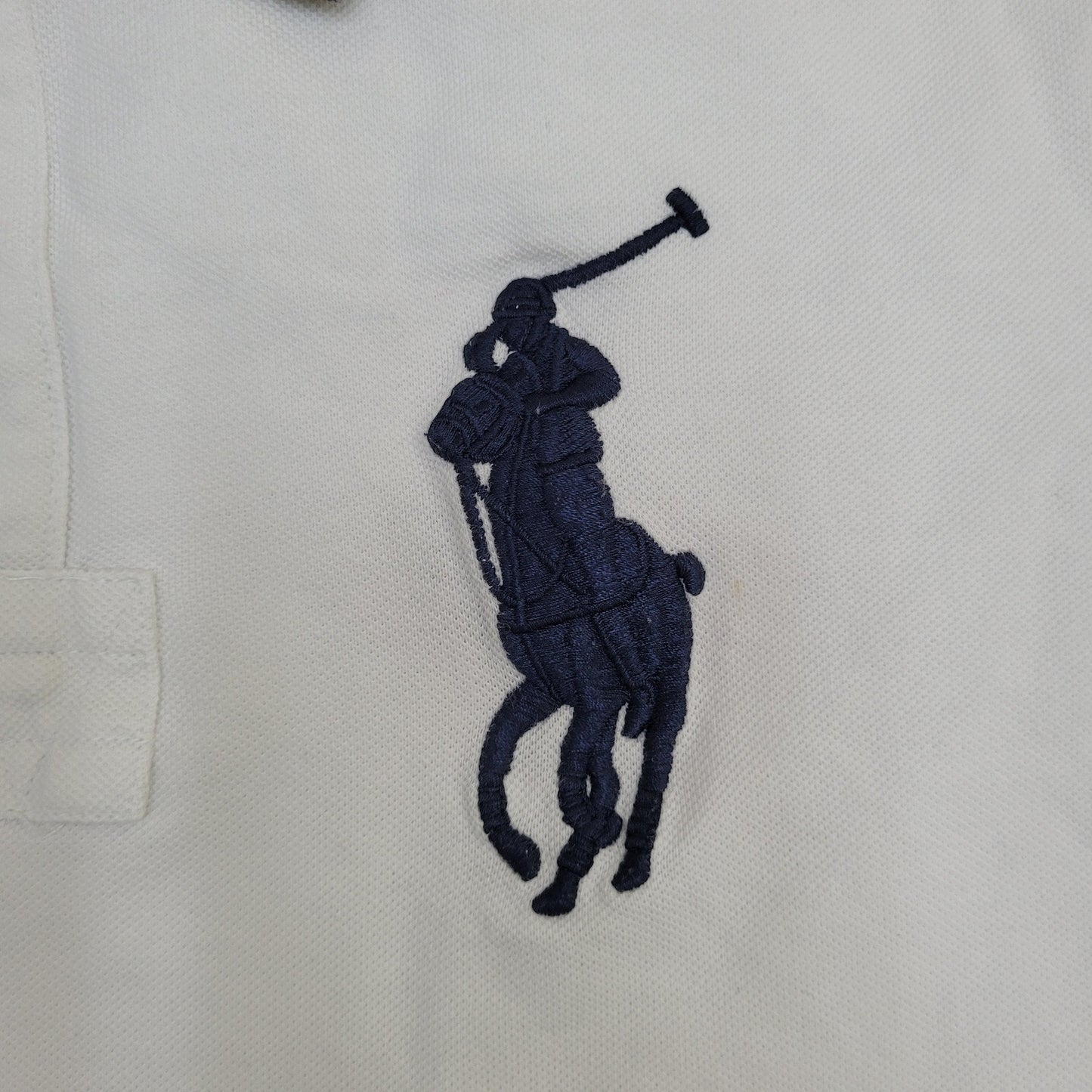 Vintage Ralph-Lauren Polo Shirt Large 21x24 White Big-Pony