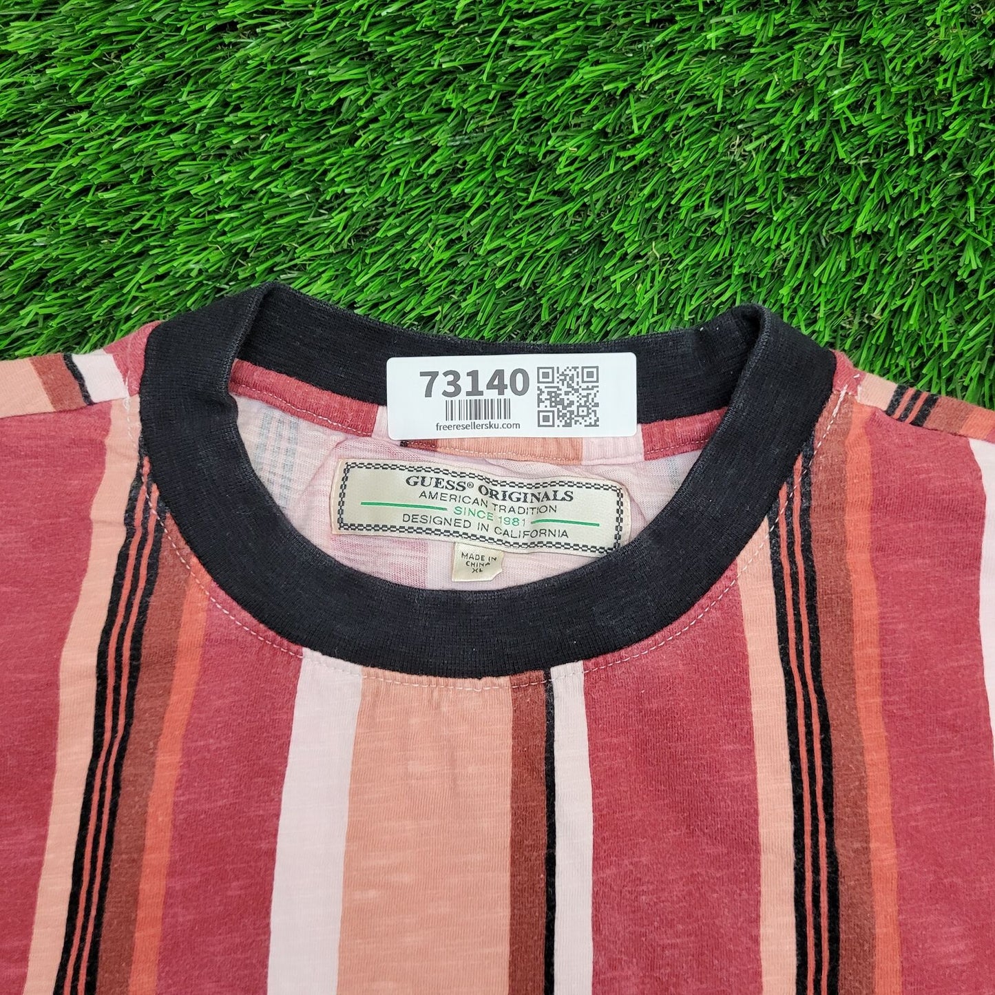 GUESS Stripes Shirt XL 24x28 Red Pink