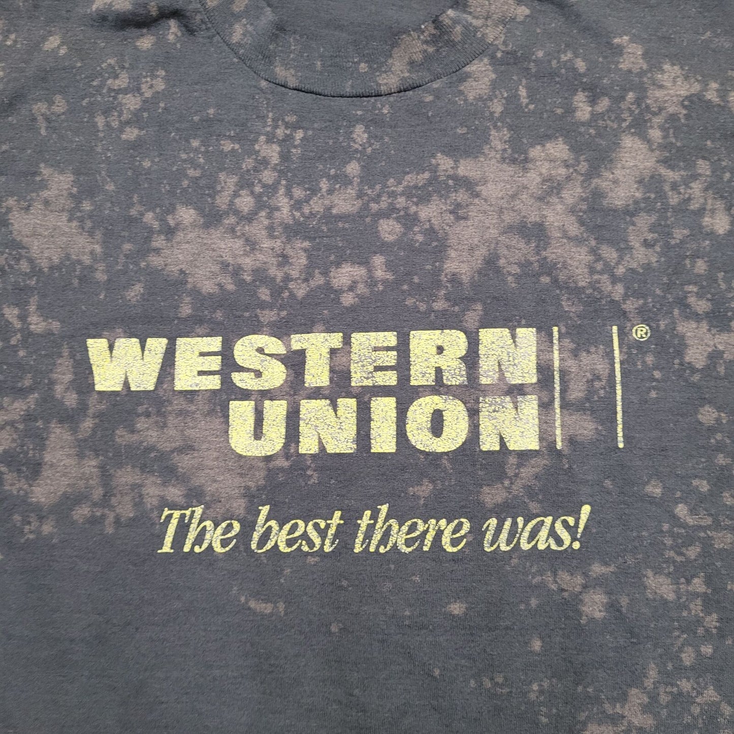 Faded Bleached Splatter Western Union Shirt XL 23x28 Black