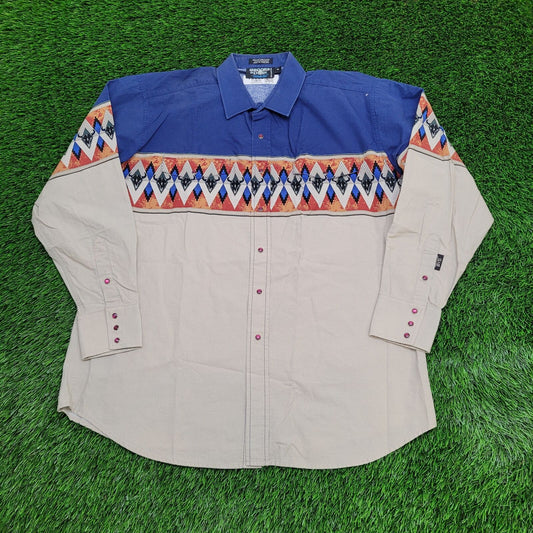 Vintage Panhandle-Slim Button Shirt XL 25x31 Beige Cowboy