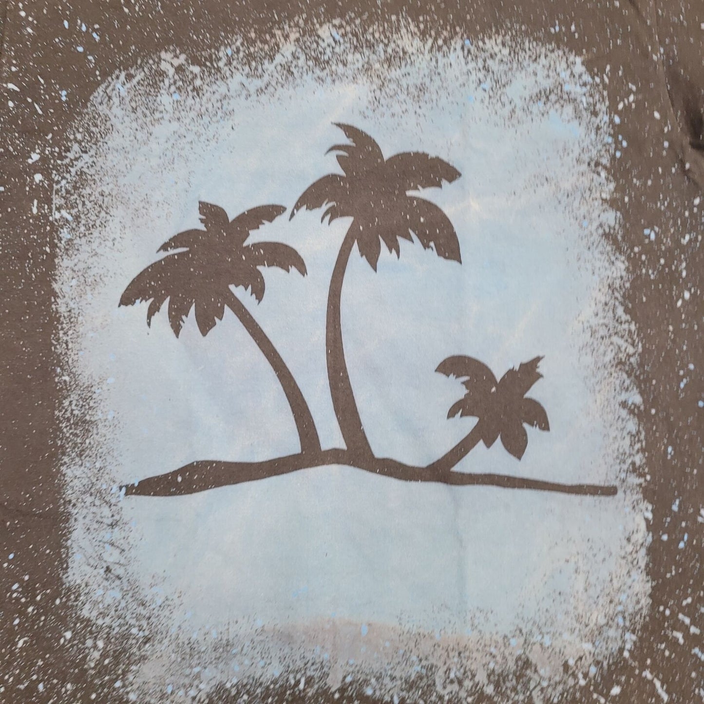 Vintage Palm-Tree Beach Shirt Womens Large 20x27 Black