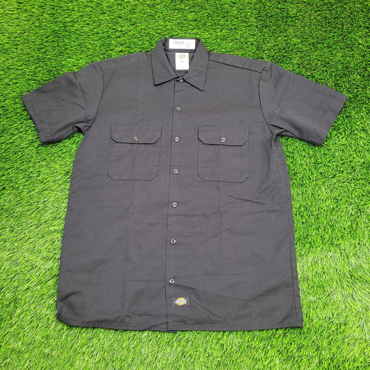 Dickies Button Shirt Medium 22x30 Black Extra-Baggy