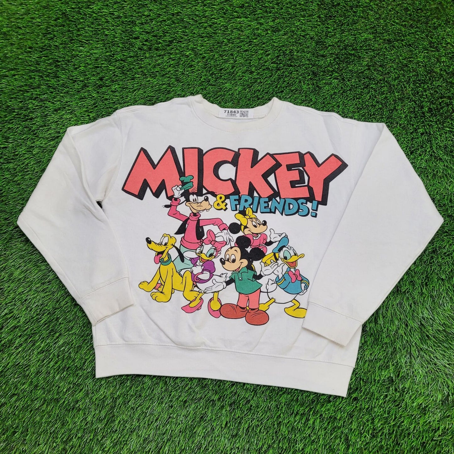 Disney Mickey Mouse Sweatshirt Women Medium 21x21 White Boxy