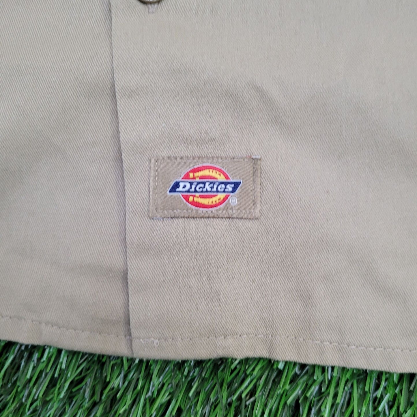 DICKIES Button Shirt XL 26x31 Tan Baggy