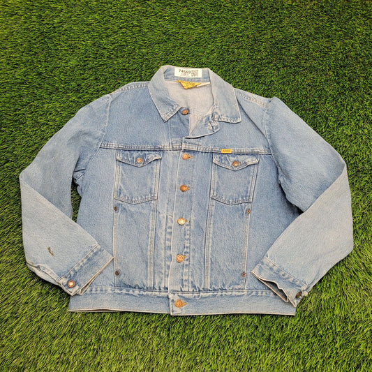 Vintage Rustler Trucker Jacket M/L 21x23 Faded Blue