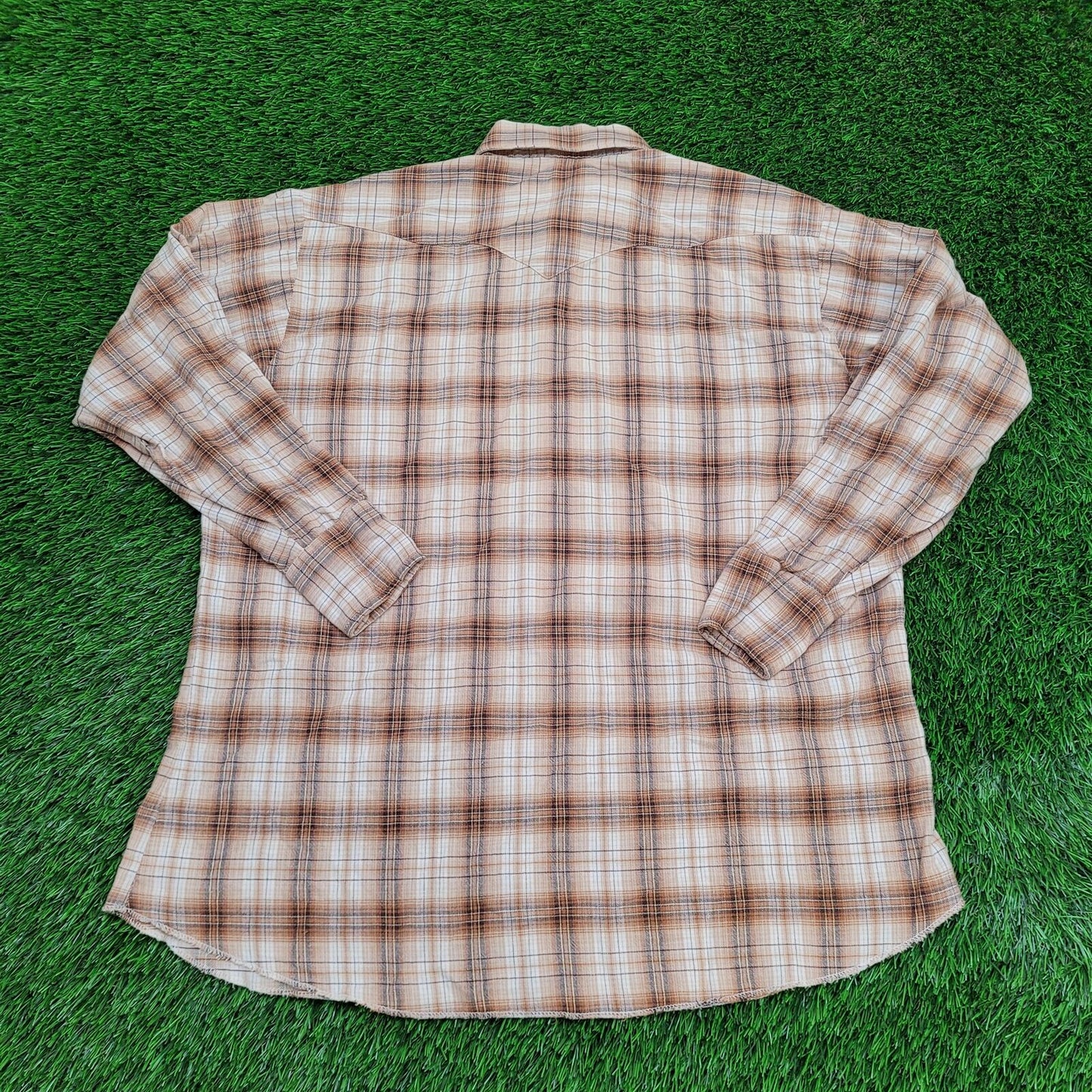 Vintage Panhandle-Slim Plaid Snap Button Shirt Medium 24x30