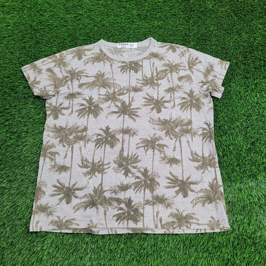 American-Eagle AOP Palm-Tree Shirt Womens XL 23x27