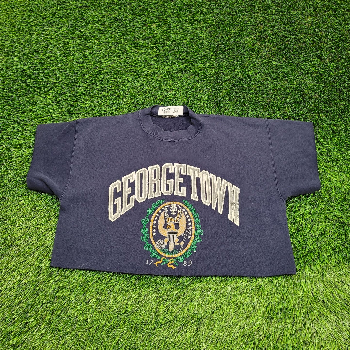 Vintage Upcycled Georgetown Sweatshirt XL 23x18 Blue