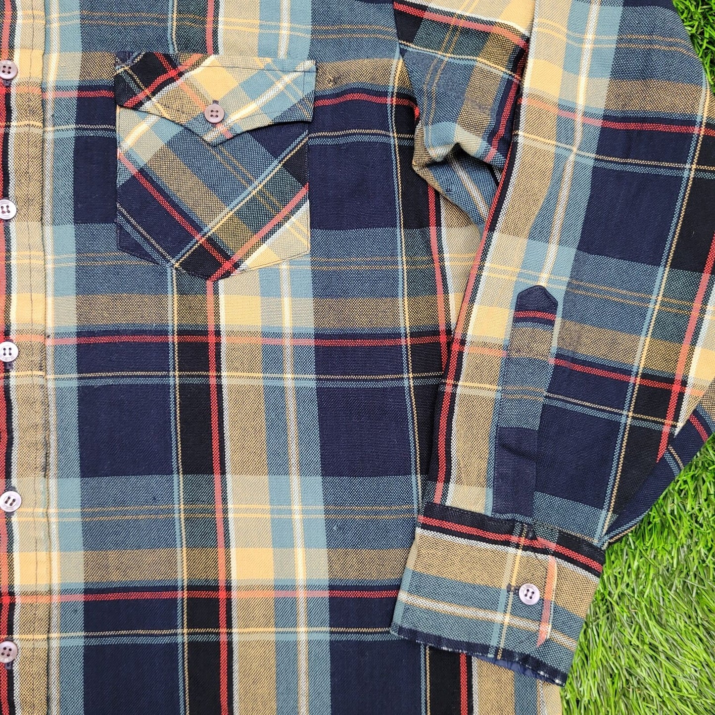 Vintage Trails-End Plaid Shirt Large 24x28 Blue