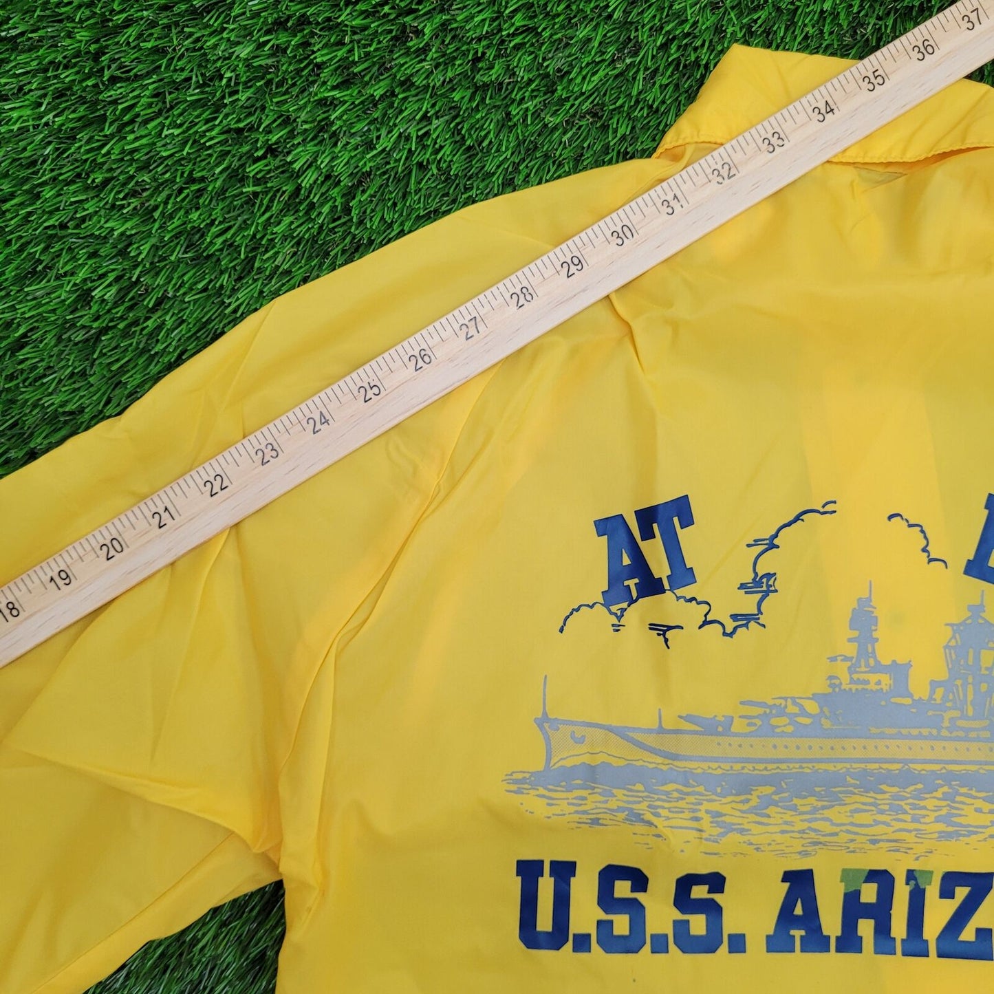 Vintage USS Arizona Naval-Ship Jacket Medium 22x28 Yellow