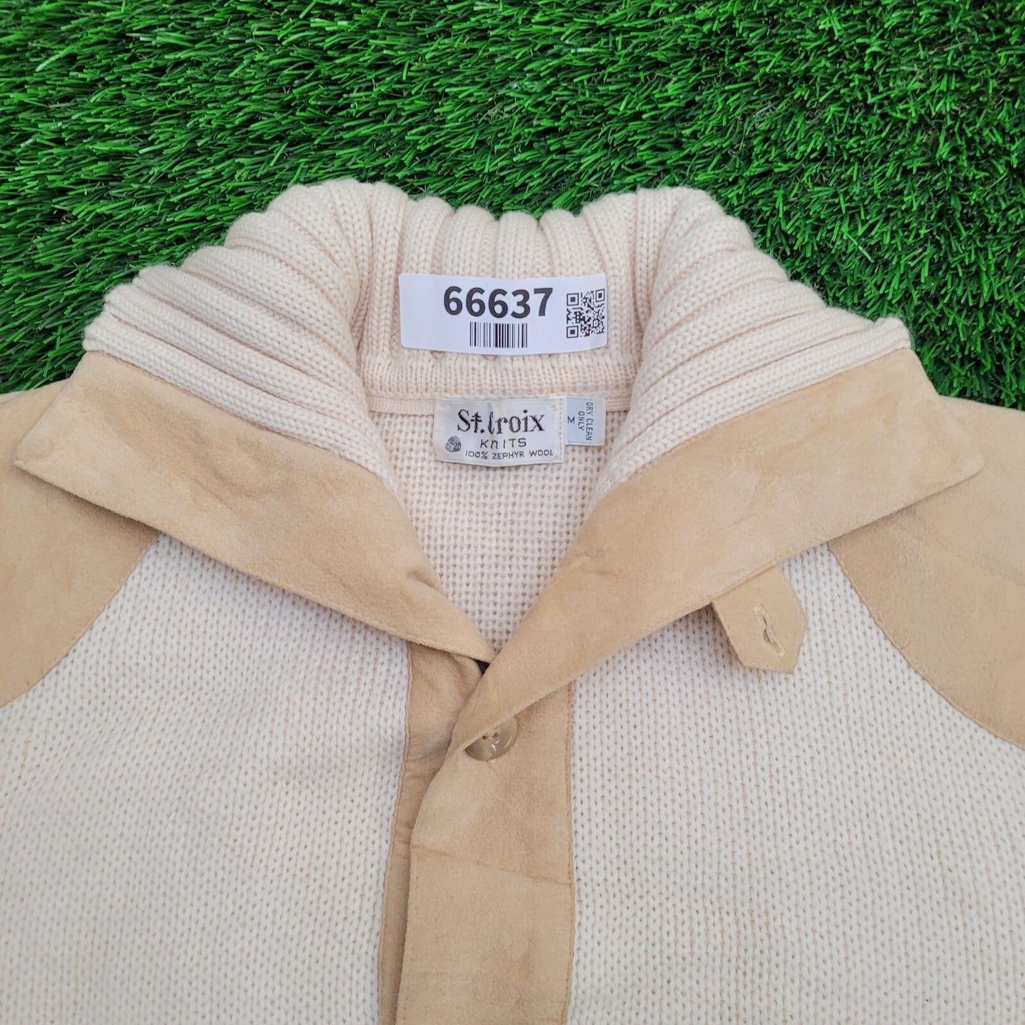 Vintage St-Croix Zephyr Wool Cardigan Medium 20x24 Beige