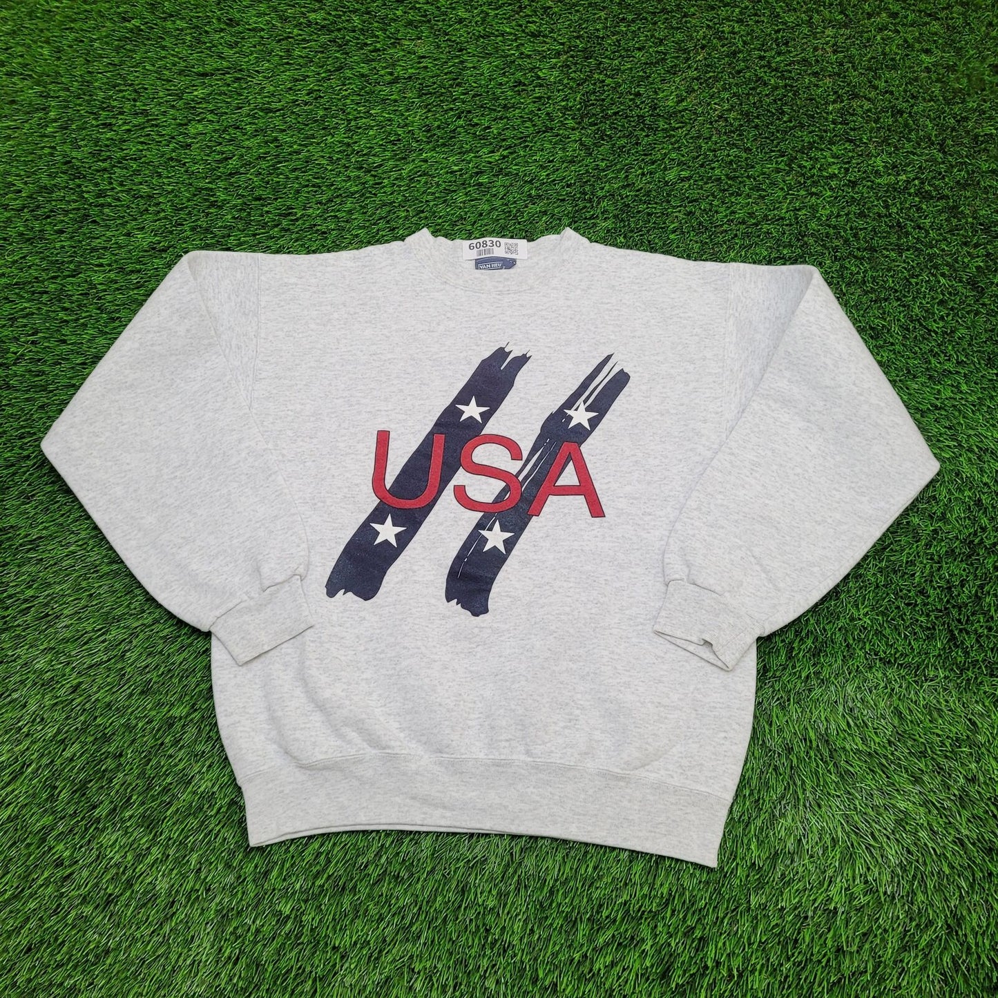 Vintage Van Heusen Flag Sweatshirt Medium 21x24 Gray