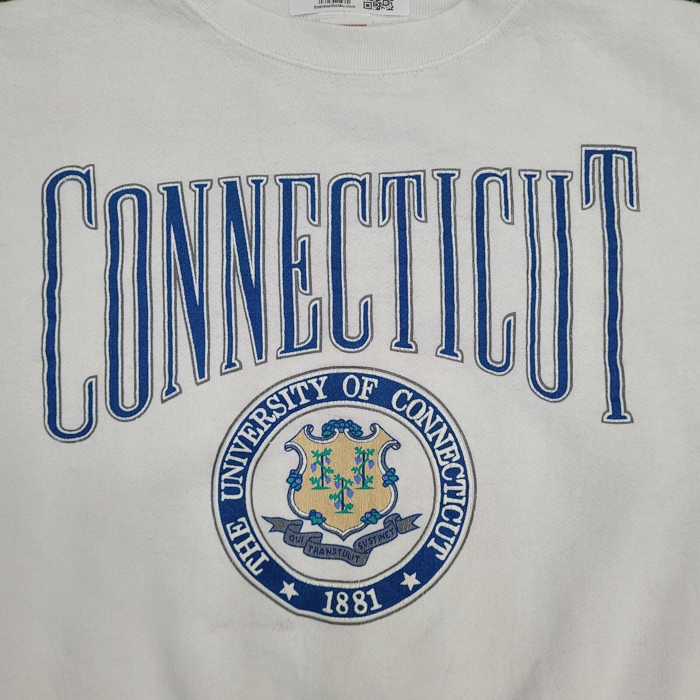 Vintage University Connecticut Sweatshirt XL 25x23 White USA