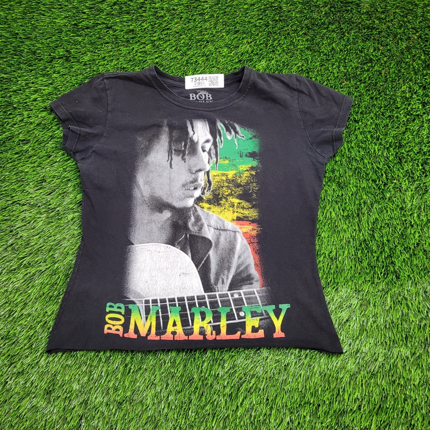 Bob-Marley Crop-Top Shirt Womens XS 16x19 Black