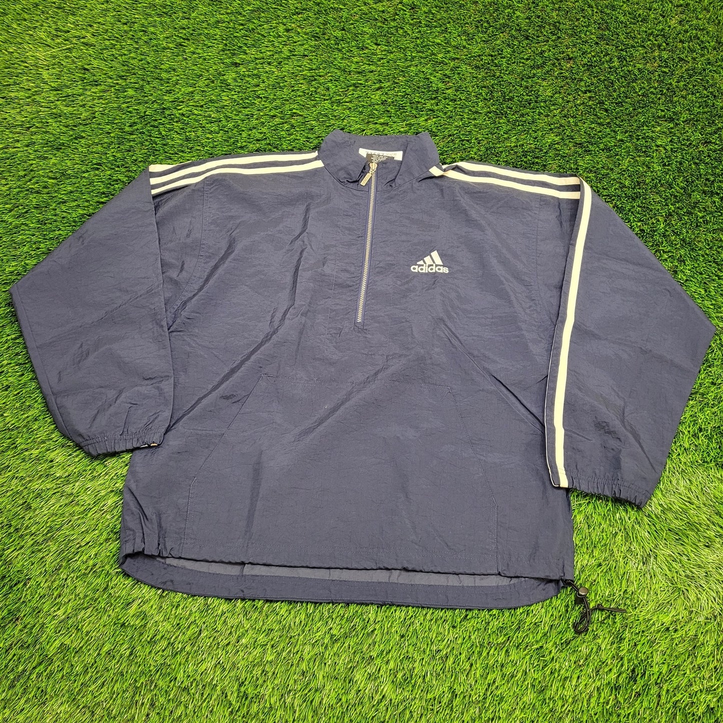 Adidas 1/2-Zip Windbreaker Jacket L/XL 24x29 Blue