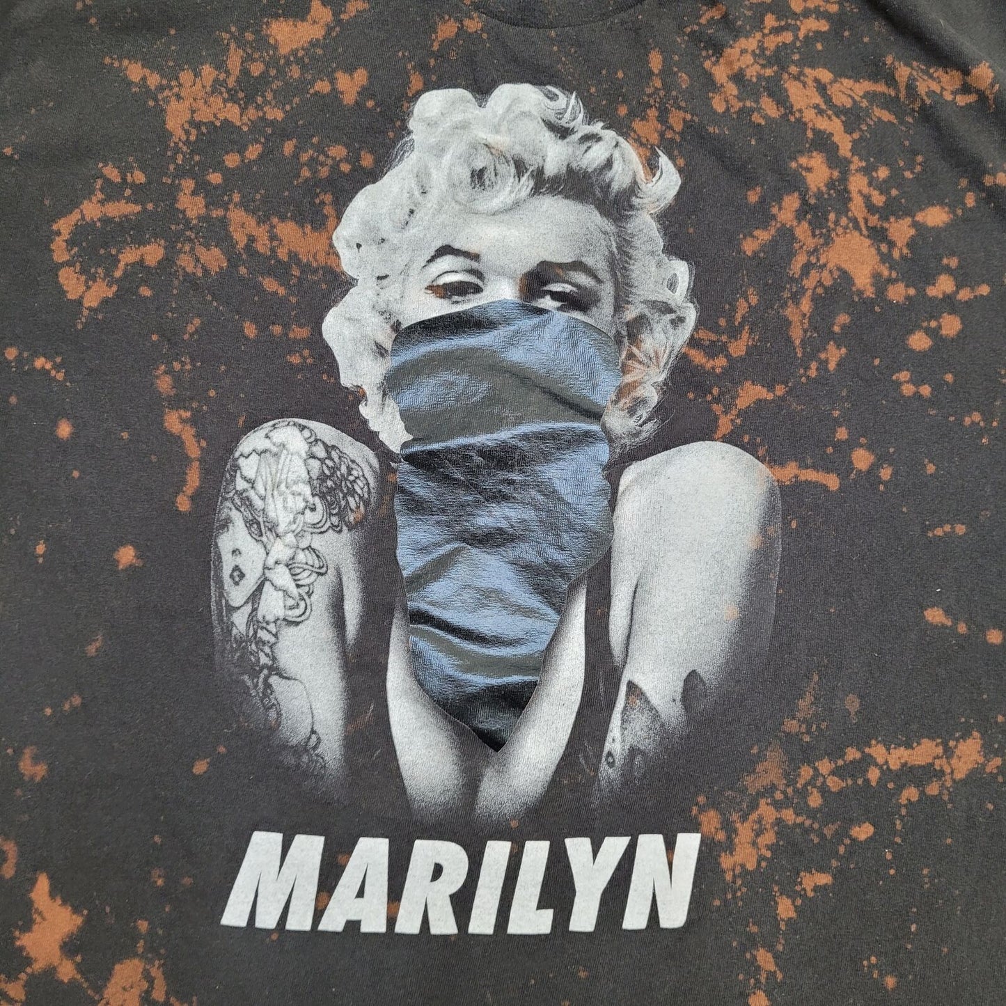 Bleached Splatter Marilyn Monroe Shirt 24x27 Black