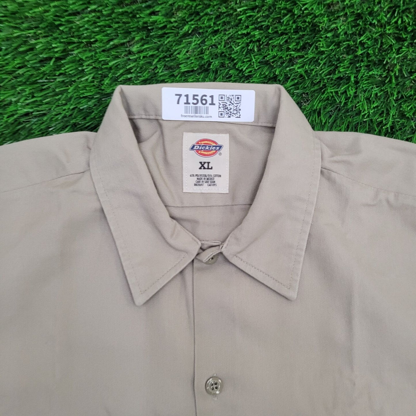 DICKIES Button Shirt XL 26x32 Baggy Khaki Beige