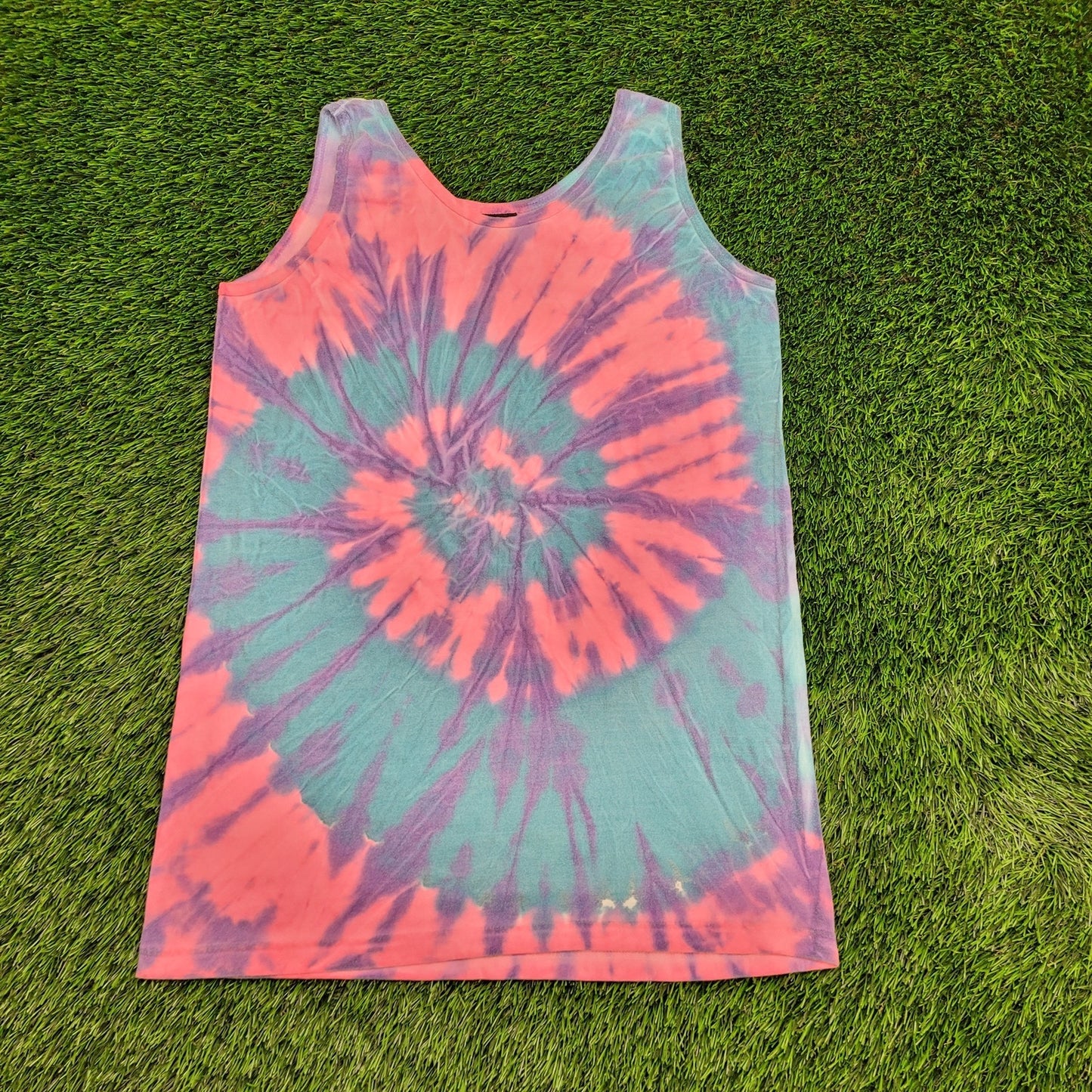 Vintage Swirl Tie-Dye Tank-Top Womens M/L 19x30 Extra-Long