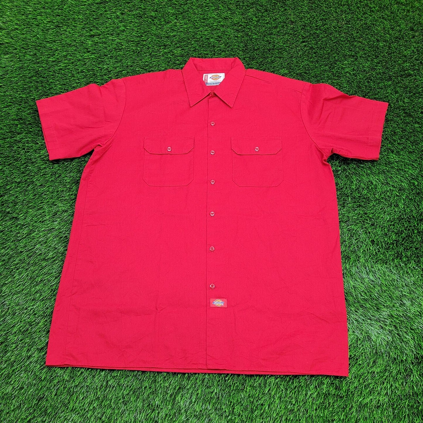 DICKIES Button Shirt XL 26x33 Baggy Red