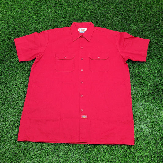 DICKIES Button Shirt XL 26x33 Baggy Red