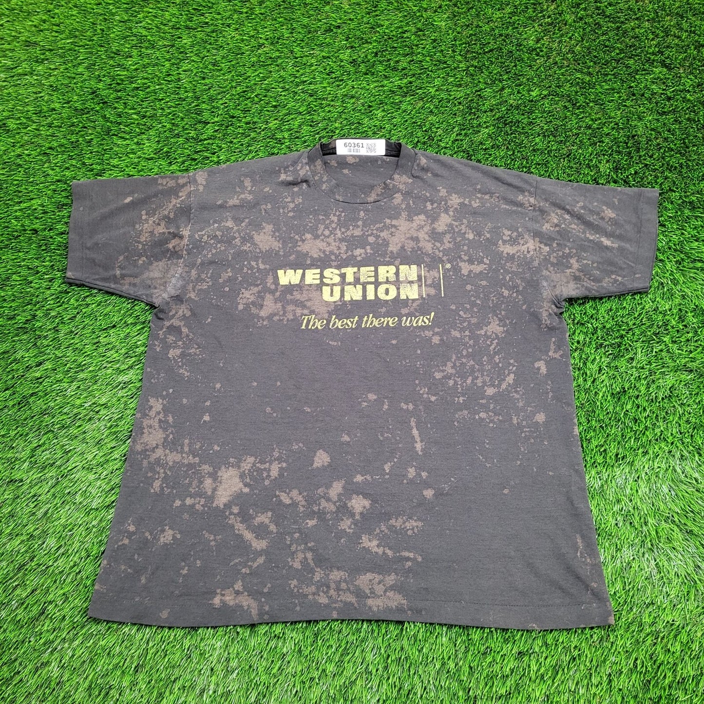 Faded Bleached Splatter Western Union Shirt XL 23x28 Black