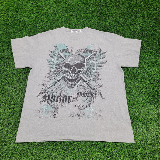 Vintage Skull Shirt XL 23x28 Gray Y2K