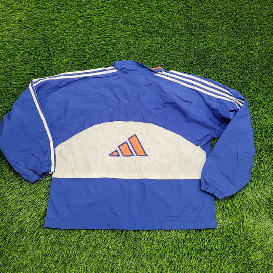 ADIDAS Windbreaker Jacket Medium 22x24 Blue Cropped